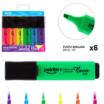 Resaltador punta biselada colores Neon Blister 6 colores POINTER